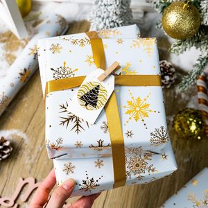 Christmas <b>Wrapping</b> <b>Paper</b> Gold <b>White</b> Snowflakes Roll 46.8 Square Feet Gift Craft Eco Friendly - Product Image 4