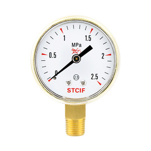 เกจวัดแรงดันทองแดงทั้งหมด Stcif 0-2.5 MPa เกลียว 1/4 สำหรับการวัดก๊าซ - Product Image 1