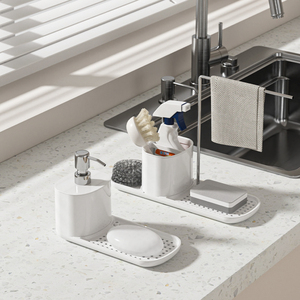 Dispensador de jabón para platos automático de cocina con logotipo personalizable elegante con estante de esponja, dispensador de jabón de espuma de Material ABS - Product Image 4