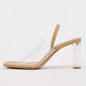 Women Slingbacks Sandals PVC Upper on <b>Shoes</b> High Crystal Chunky Heels Comfortable Dress Mules - Product Image 5