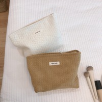 Nouveau BSCI en vrac Design personnalisé Logo motif doré doux luxe femmes trousse de toilette voyage trousse de maquillage en toile de coton