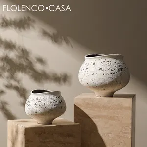 Retro Design Cement Flower Vases Wabi-sabi Style Vase Home Decor Accessories Interior Table Living Room Decorative Cement Vases