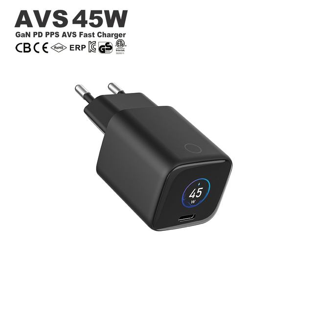 OEM 45W GaN USB C Charger With Display AVS PD Fast Charging Type C Power Adapter 45w Charger for iPhone 15 16 17 Samsung S24 S25