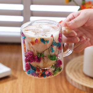 Nouveau produit cadeau 250ml <span class=keywords><strong>Amazon</strong></span> vend des fleurs séchées à l'intérieur d'une <span class=keywords><strong>tasse</strong></span> en verre à café <span class=keywords><strong>expresso</strong></span> à lait double couche - Product Image 4