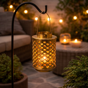 Moroccan Style Brass Lantern Decorative Candle Holder <b>Heat</b> Resistant Hanging Home Garden Outdoor <b>Lighting</b> - Product Image 1