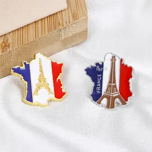 Hersteller Souvenirs Frankreich Flagge, weiche Emaille Brosche Hut Kleidung Krawatte Schal Knopf Pin Abzeichen Anstecknadeln/