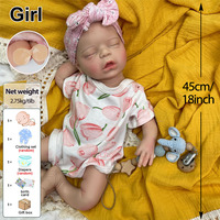 Poupée Reborn ultra réaliste de 18 pouces en silicone souple, fille aux yeux fermés, adorable bébé nouveau-né souple, poupée thérapeutique pour collection