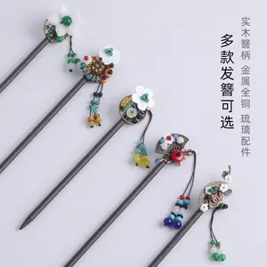 Hot Selling Handmade Metal Mounted Wooden Hair Sticks For Women Hair Accessories