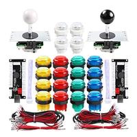 Kit de Contrôleur DIY pour Boutons d'Arcade et Joysticks 2 Joueurs pour Windows Raspberry Pi, Joysticks 5 Broches X5, 20 Boutons Poussoirs HG