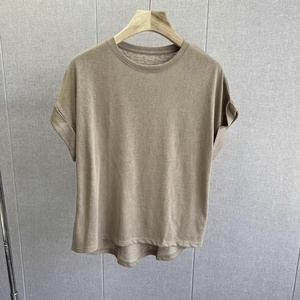 <span class=keywords><strong>T</strong></span>-shirts en Coton Chanvre de Luxe Haute Qualité pour Femmes, Blouse Simple et Unie à <span class=keywords><strong>Col</strong></span> Rond, Respirants d'É<span class=keywords><strong>t</strong></span>é, <span class=keywords><strong>T</strong></span>-shirts en Chanvre Blanc pour le Commerce de Gros - Product Image 5