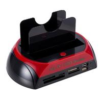 Duplicador de Disco Duro USB 2.0 Todo en Uno con Lector de Tarjetas, Estación de Acoplamiento para Discos Duros SATA/IDE de 2.5\"/3.5\"