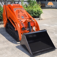 Loader Skid Steer Diesel Bersertifikasi CE LOGWAY Kapasitas Bucket 0.16m Mesin Kubota Motor Penggerak Multiguna untuk Ukuran Kecil