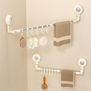 Porte-serviettes <span class=keywords><strong>mural</strong></span> multi-pliable et flexible à double télescopique, sans perçage, à ventouse, pour salle de bain et cuisine, avec <span class=keywords><strong>crochet</strong></span> de suspension robuste - Product Image 1