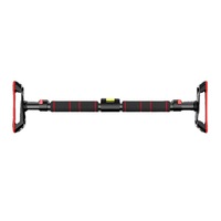 Barre de traction réglable en acier avec verrou de sécurité, noire, 76-100 cm, grand tapis antidérapant, barre de traction pour portes larges, idéale pour la maison et la salle de sport