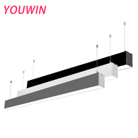 YOUWIN Lampu LED Tabung Aluminium 1200mm yang Dapat Disesuaikan 20W-80W 3000-6500K CCT Chip SMD2835 4400LM 0-10V Dapat Diredupkan PC Indoor CRI80