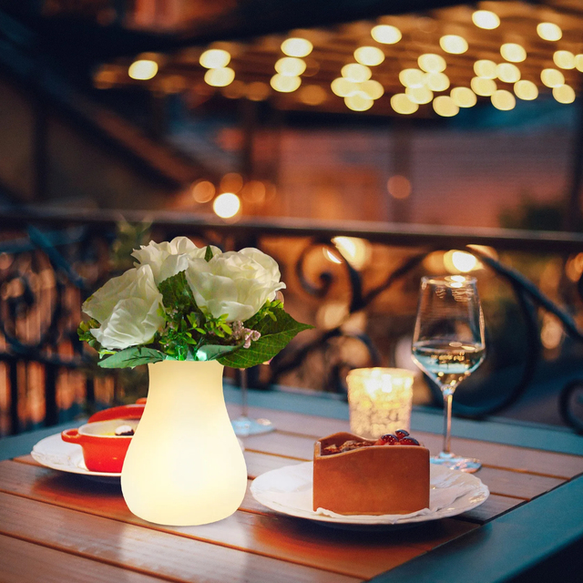 LED Dinning Tables Lamps Flower Pot Decorative Solar Garden Lights Led Bedside Night Lights Feature with 16 Color Waterproof