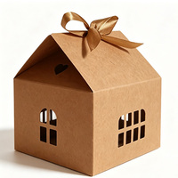 Boîtes cadeaux en forme de maison avec ruban, logo personnalisé, boîtes à friandises en papier pour boulangerie, biscuits, bonbons, mariage, fêtes, cadeaux d'entreprise