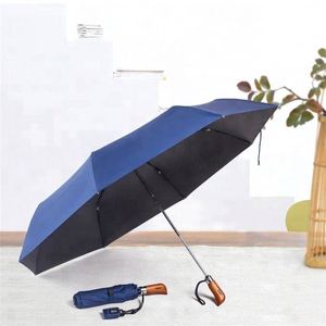 Parapluie droit pour homme, entièrement automatique, coupe-vent, imperméable, avec poignée en bois, design pliable, diamètre 120 cm - Product Image 2