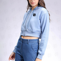 Sudadera con capucha de forro polar suave y cálido de 330 g/m² para mujer, personalizada con bordado 3D de alta calidad, con cordón, para gimnasio, deportes, ecológica, estilo crop top