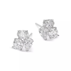 <span class=keywords><strong>Orecchini</strong></span> a lobo personalizzati con tre diamanti da laboratorio, <span class=keywords><strong>oro</strong></span> <span class=keywords><strong>vero</strong></span> 14K 18K, diamante sintetico certificato IGI - Product Image 2