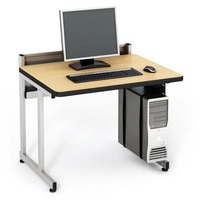 Bureau d'ordinateur scolaire en bois en promotion avec support pour clavier pour usage en classe par les élèves