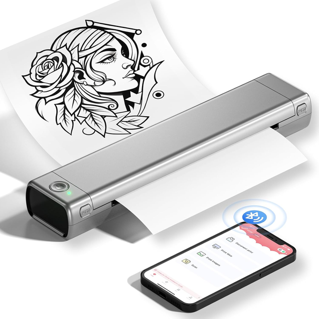 Thermal A4 Portable Printer 8.26"x11.69" A4 Paper Wireless Inkless Printer M08F-A4 for Small Business,travel,office