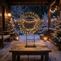 Guirlande lumineuse LED ronde en fil de fer noir, fil de cuivre blanc chaud, effet étoile scintillante pour Noël