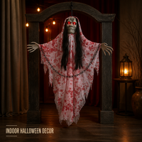 Décoration d'Halloween SIPKLR 59'' : Fantôme suspendu animé avec yeux lumineux et sons effrayants pour jardin et maison hantée