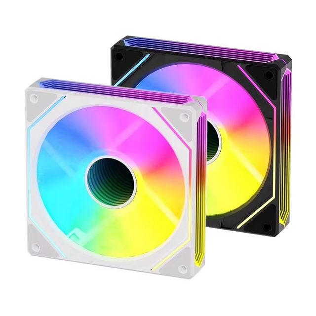 OEM Helly 6-pin Interface 12CM RGB Desktop Computer case Fan with Internal Lighting, Suitable for CPU Cooler Fan.