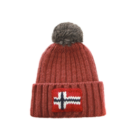 Bonnet tricoté personnalisé en jacquard épais à pompon, motif camouflage de personnage de dessin animé, 100 % acrylique, unisexe, numérique