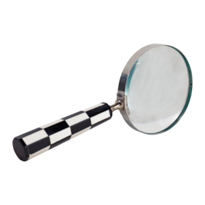 Lente d'ingrandimento decorativa con manico geometrico, accessorio da scrivania per casa e ufficio, elemento decorativo per mensola del soggiorno - Product Image 2