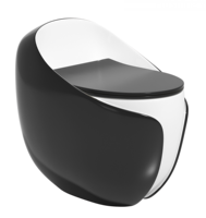 WC monobloc en céramique de Chaozhou, à poser au sol, noir et blanc, forme d'œuf, fait à la main, avec chasse d'eau super siphonique, pour salle de bain