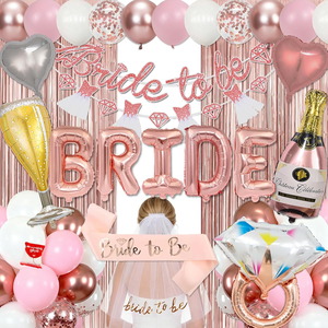 Kit de décorations rose pour enterrement de vie de jeune fille : Bannière « Future Mariée », Ballons, Écharpe de mariée, Voile et Rideaux à franges pour fête de fiançailles - Product Image 1