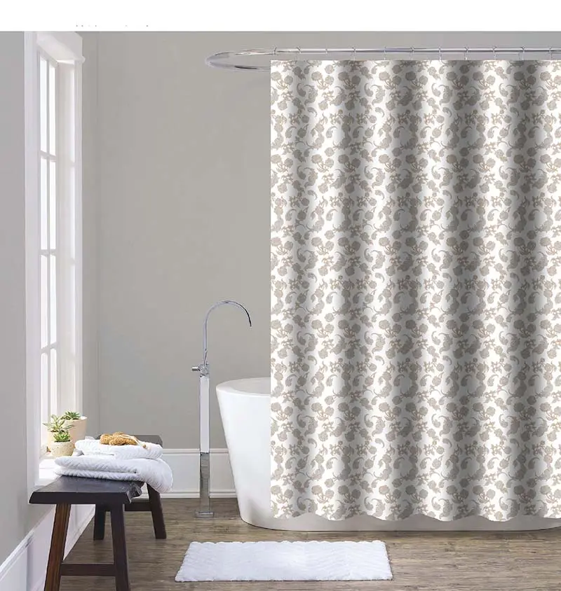 High Quality Custom Printed waterproof Flower Printed Liner Style Shower Curtain bath room curtain