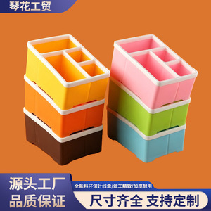 Boîte de rangement de bureau avec poignée, organisateur de papeterie en plastique transparent à 4 compartiments pour la maison et le bureau - Product Image 3