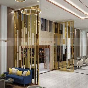 LL334 Factory Customization Waterproof Translucent Gold Color 304 Stainless Steel <b>Wall</b> Divider Panel Living Room Partition - Product Image 4