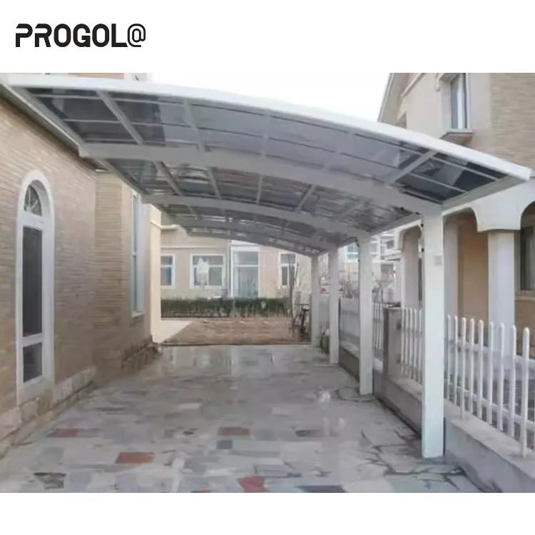 Progola Outdoor Aluminum Carport Parking Shed Metal Car Canopy With Polycarbonate Arched Roof Carports For Car Parking