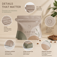 Sachet de café OEM refermable à fermeture éclair, pochette vert sauge avec motif Mountain Roast, emballage alimentaire personnalisé de qualité alimentaire