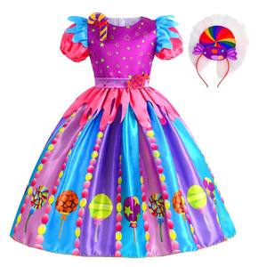 Gaun Tutu permen pelangi untuk anak perempuan, kostum putri permen 3-10Y dengan ikat kepala untuk pesta ulang tahun Halloween - Product Image 3