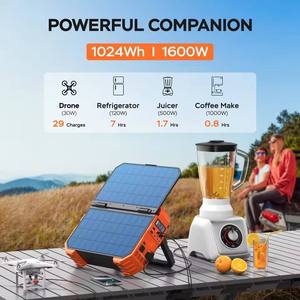 Generador Solar Portátil de 1600W y 1024Wh, Batería LiFePO4, Inversor de Onda Sinusoidal Pura, Controlador MPPT para Automóvil - Product Image 4