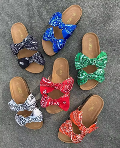 Sandalias de mujer sin cordones, pantuflas de verano con lazo, sandalias planas de lino y cáñamo, zapatillas casuales, alpargatas, sandalias de plataforma con punta abierta - Product Image 1