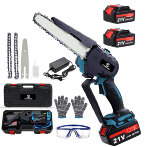Mini tronçonneuse 21V à une main pour le travail du bois, batterie lithium, tronçonneuse de taille-haie 6/8'', grande configuration de batterie - Product Image 6