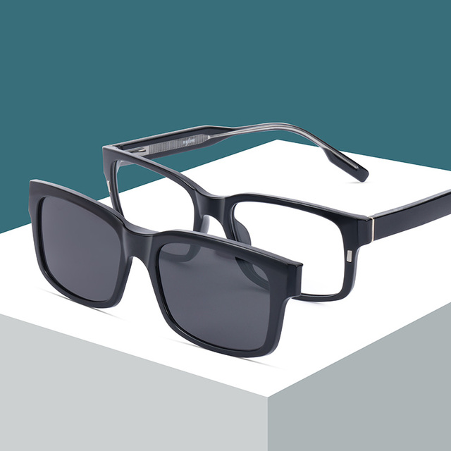 PZ1010 Unisex UV400 Polarized Full Rim Square Sunglasses with Clip for Men and Women