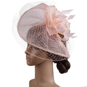 Sinamay – chapeaux de fascinateur à la mode avec pince à cheveux pour femmes, kucky, derby, église, avec voile et plumes - Product Image 5