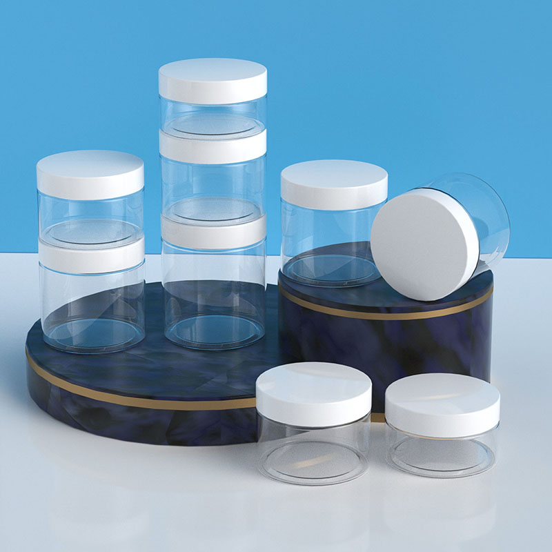 Wholesale Transparent PET Plastic Round Cream Jars with Lid for Skincare Body Cosmetic Packaging 80ml~250ml
