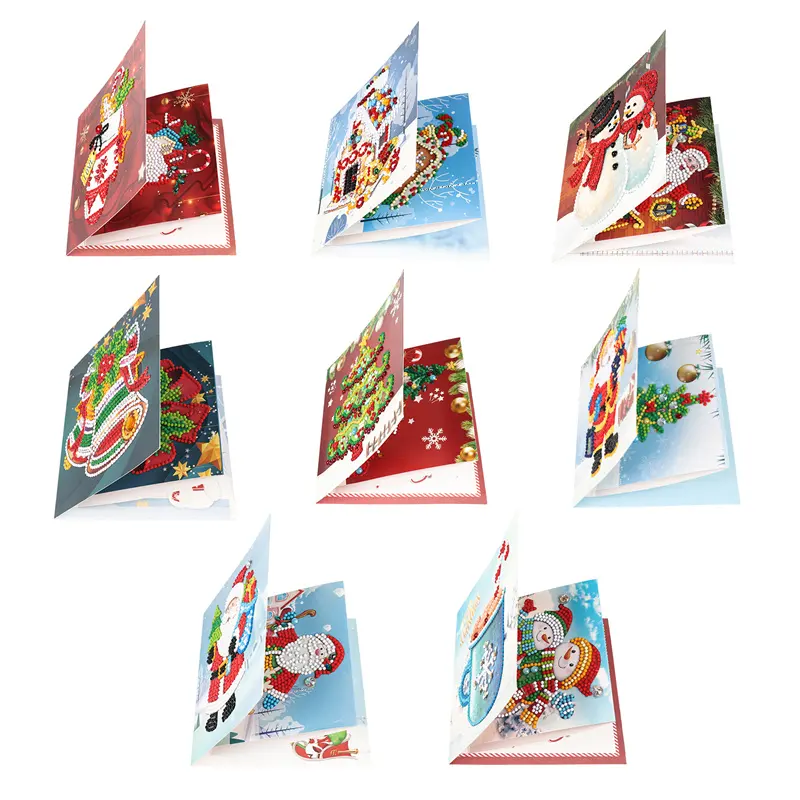 3D 다이아몬드 카드 인기있는 크리스마스 인사말 카드 가족과 친구를위한 수제 기프트 카드 다이아몬드 페인팅