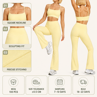 Ensemble de yoga 2 pièces personnalisé pour femme : Soutien-gorge de sport à fines bretelles et leggings évasés taille haute – Tenue de sport et fitness en gros