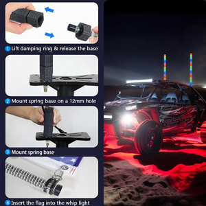 Fat COB 1.75in RGB LEDホイップライト1/2/3FTアンテナホイップDIY追跡パターンオフロードATV UTV RZR <span class=keywords><strong>Polaris</strong></span> Dune Buggy 4X4トラック用 - Product Image 5