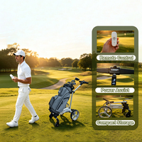 Chariot de golf intelligent de première classe, compact, G1, 5 roues, avec batterie amovible, rangement facile, chariot de golf, caddy de golf
