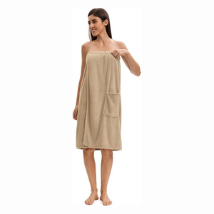 Custom logo Factory Wholesale Coral Velvet <strong>Velcro</strong> Thickened Dress Simple Soft Bath <strong>Towel</strong> Beauty Chest <strong>Wrap</strong> Bath Skirt for Women - Product Image 6